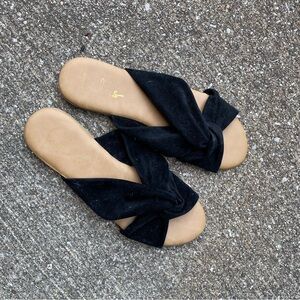 Lulu's Black and Tan Women's Sandals